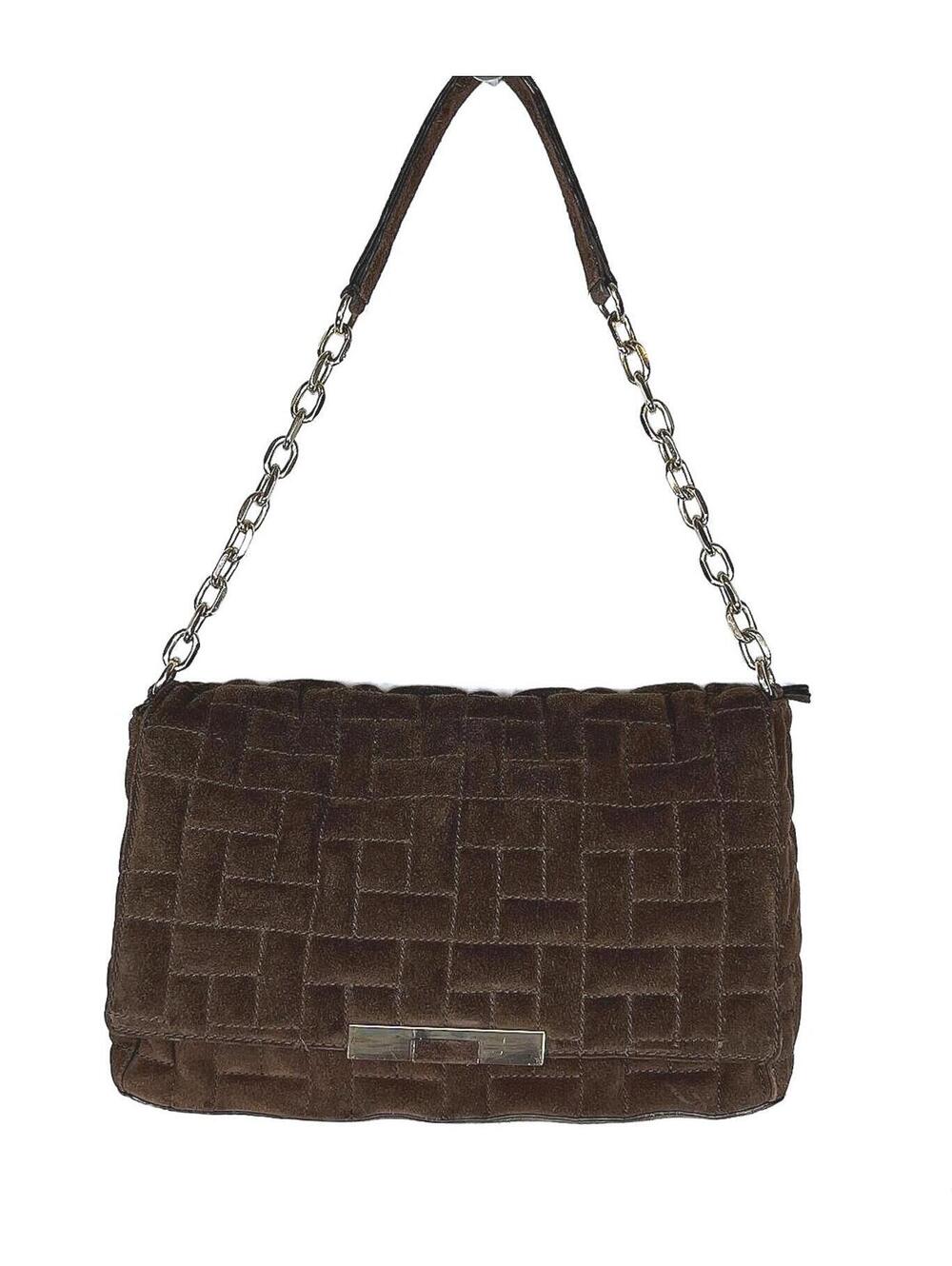 Zara Quilted Brown Suede Leather Chain Flap Shoulder Bag Whimsigoth Academic